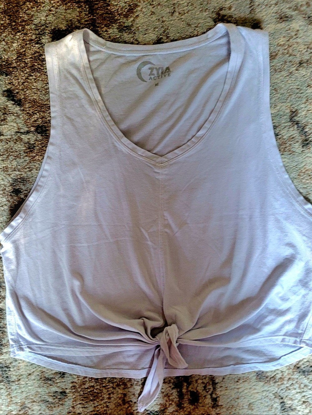 ZYIA Lavender Tie-Front V-Neck Crop Tank